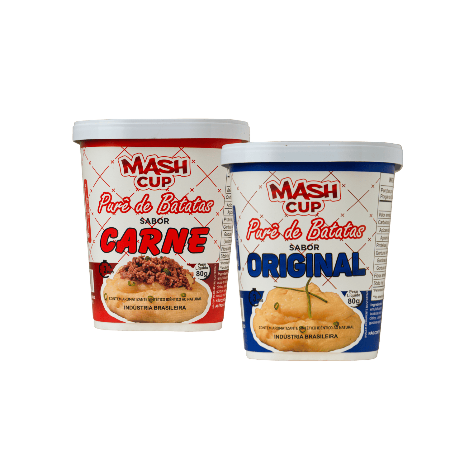 Kit Mash Cup com dois copos – Sabores Original e Carne de purê de batata instantâneo