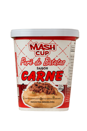 Mash Cup sabor Carne - purê de batata instantâneo com sabor de carne suculenta