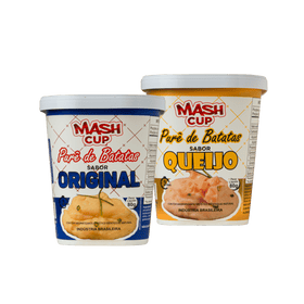 Kit com 2 unidades do Mash Cup – sabores Original e Queijo em copos prontos para consumo
